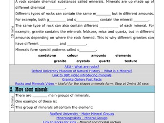 KS3 Minerals in Rocks Research Task