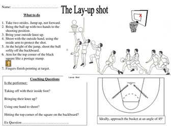 Basketball lay up task sheet