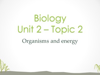 Edexcel B2 Topic 2 Organisms and energy