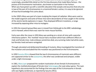 Mary Lyon and X-chromosome inactivation