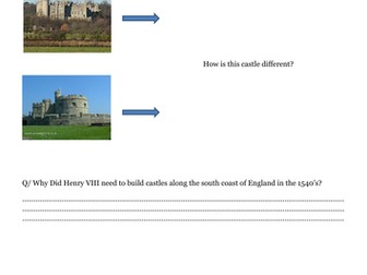 Worksheet on the castles of Henry VIII