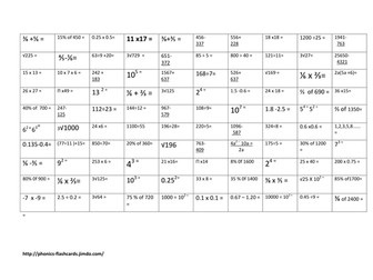 Connect 4 grid for maths problems Level 2/GCSE C+