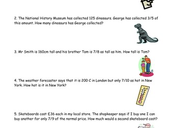 Fraction of number word problems