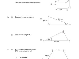 2D/3D Pythagoras & Right-Angled Trigonometry - Higher GCSE - Exam Style Questions