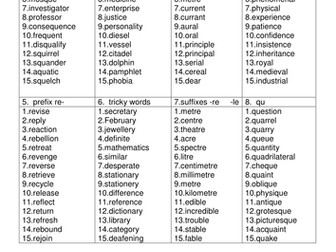 Big Spellings spelling lists  KS2  whole school