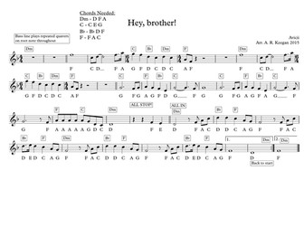 Hey, brother - Avicii - melodic lead sheet