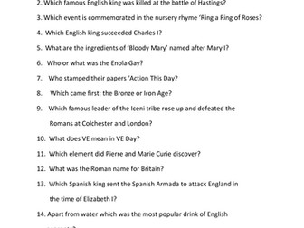 Historical General Knowledge quiz