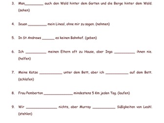 German - strong verbs present tense
