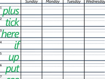 Spelling Template KS1 (9 words)