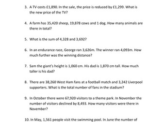 KS2 Single and multi-step addition, subtraction, multiplication and division word problems