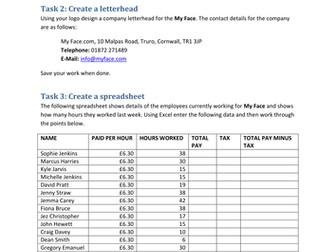 Business Documents - Integrated Task - Logo, Letterhead, Spreadsheet and Database.