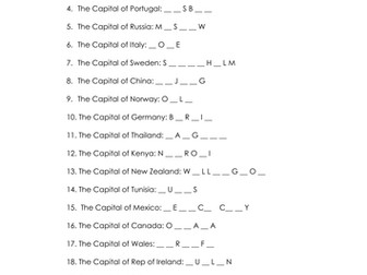 Capital Cities - Fill in the blanks