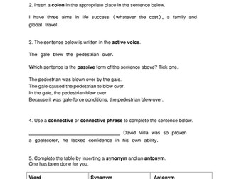 Level 6 Grammar and Punctuation Practice Questions (GPS / SpAG) 