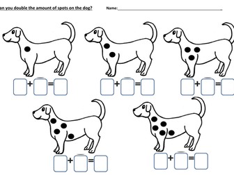 Dalmation Doubling numbers 1-5 draw on the spots