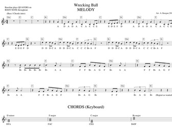 Wrecking Ball - Melodic Lead Sheet
