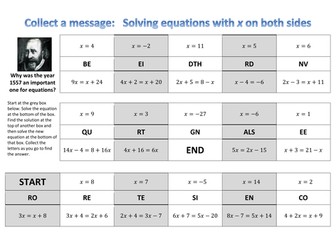 Solving equations with x on both sides - collect a joke