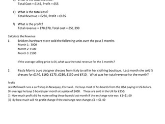 Edexcel GCSE Business Studies Unit 1 Pupil Support Tasks