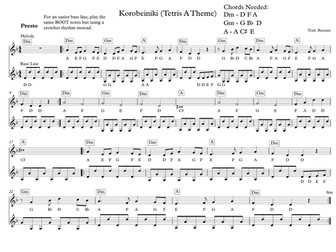 Korobeiniki  (Tetris A Theme) - Melodic Lead Sheet