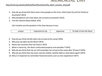 Holocaust Memorial Day - reading comprehension