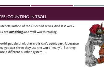Discworld Maths starter - Counting in Troll