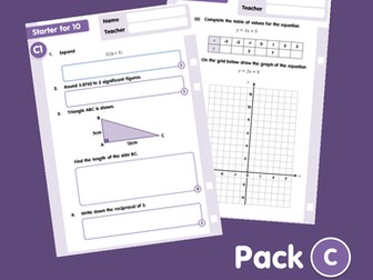 Starter for 10 - GCSE Maths Revision Programme - C/D grade - Pack C