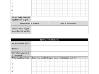 Spelling Practise Sheets