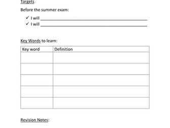 End of topic test self-assessment form