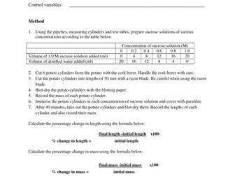 Investigating osmosis in potatoes (modified)