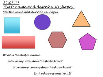 3d Shapes- introduction lesson