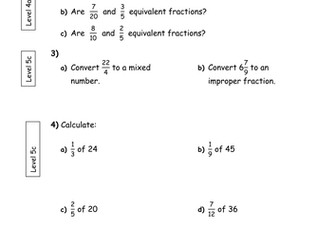 Fractions - Overview (from level 3 to level 7)
