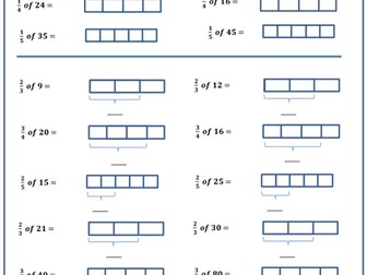 Fractions of amounts worksheet