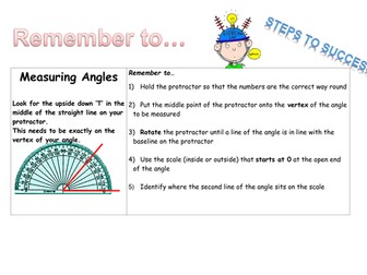 Success Criteria poster for using a protractor
