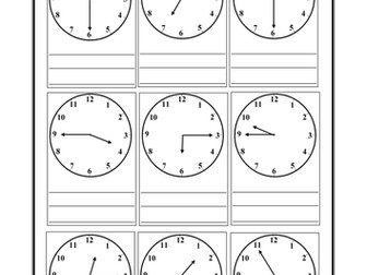 Worksheets to assess telling and writing the time.