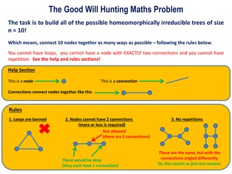 Good Will Hunting Maths Problem (homeomorphically irreducible trees)