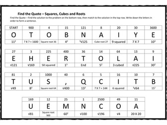 Worksheets Squares And Cubes Worksheet science fact maths fractions collection 1 11 worksheets by find the quote squares cubes and roots