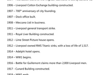 Y5 History Liverpool History 1900 - 2014
