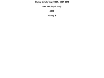  Stalin’s Dictatorship: USSR, 1924–1941 Unit two; Depth study GCSE History B
