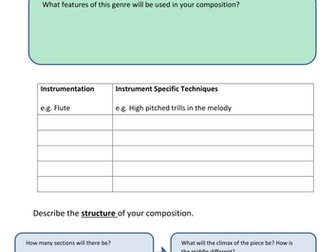GCSE Music Composition Planning 