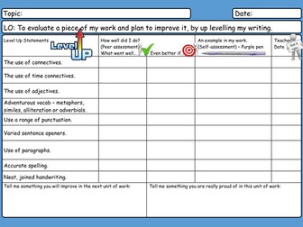 Self and Peer Assessment - peer assessment - differentiated - L1 to L5 