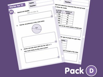 Starter for 10 - GCSE Maths Revision Programme - C/D grade - Pack D