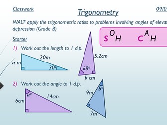 Trigonometry- Finding sides, angles and worded problems