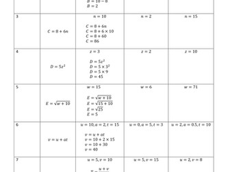 Substitution into formulae and simplification
