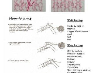 Knitting worksheet