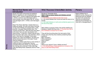 Fables and Folktales Lower KS2 (1 week plan)