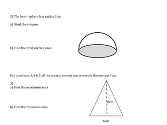 Area & Volume Mixed GCSE