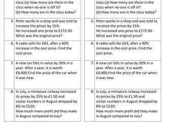 Reverse Backwards Percentages Complete lesson with Treasure Hunt