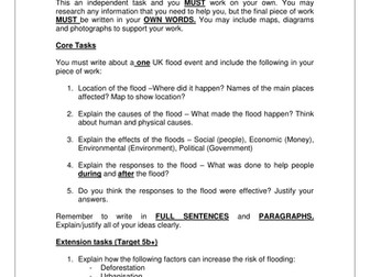 Year 8 - Flooding Assessment Task