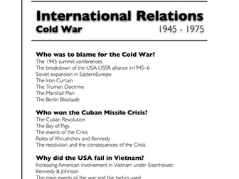 Pre 2016: OCR GCSE History: Cold War 1945 - 1975