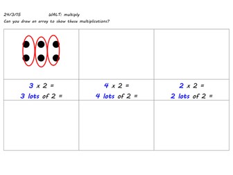 Multiplication using pictures and arrays