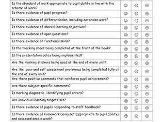 Mathematics Department Marking/Work Scrutiny Audit Sheet